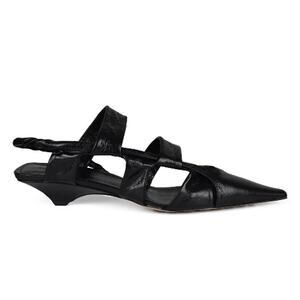 Bottega Veneta | BV Point Leather Slingback Sandals Black Crinkle Finish 39 / 9